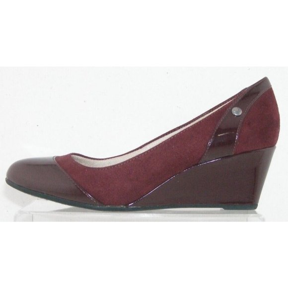 Lifestride Dreams burgundy man made almond toe slip on wedge heels 8M 38 - Picture 8 of 10